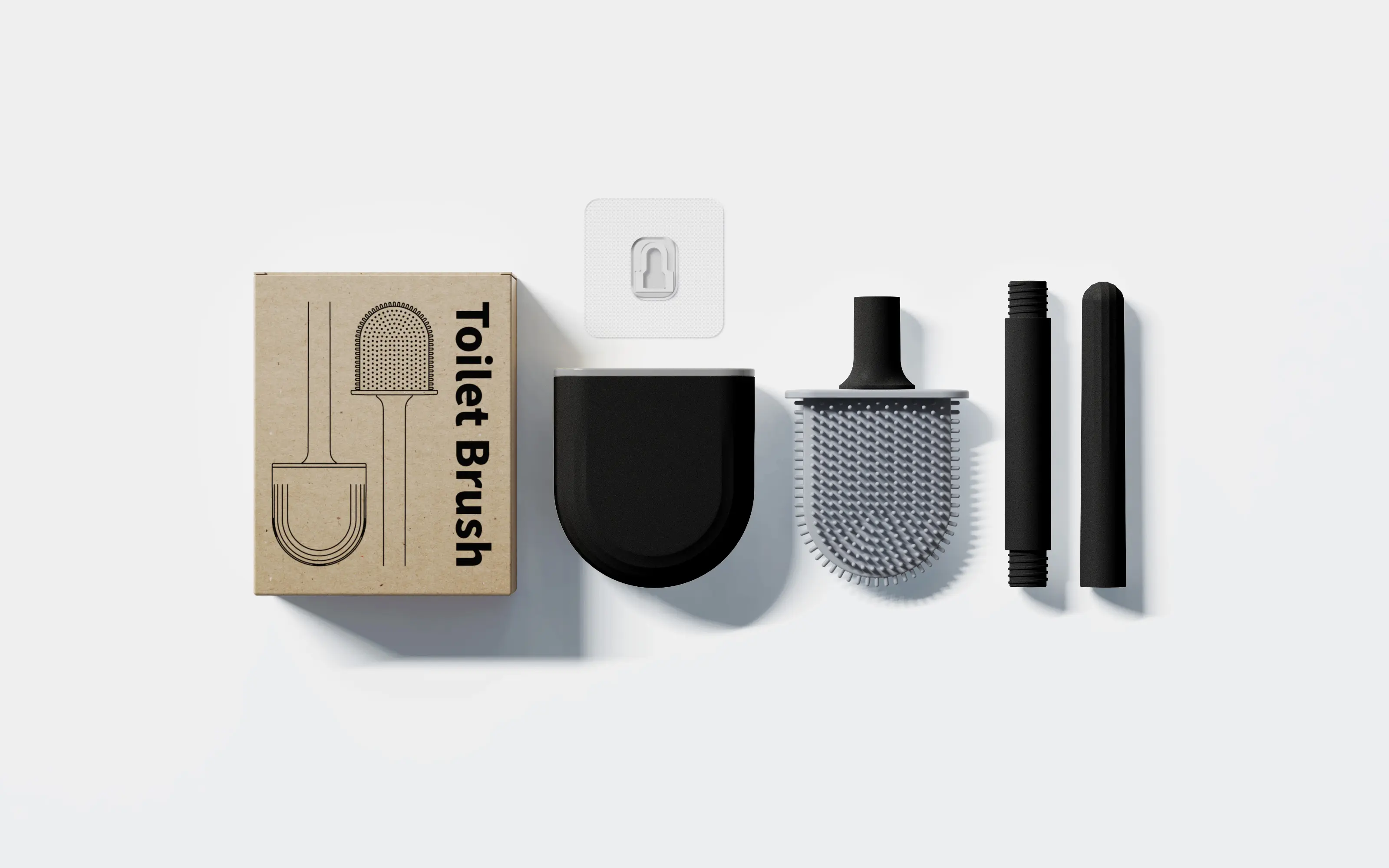 Sanga nouveau Design pas cher Mini plastique noir Silicone Flexible toilette brosse de nettoyage et support pour salle de bain