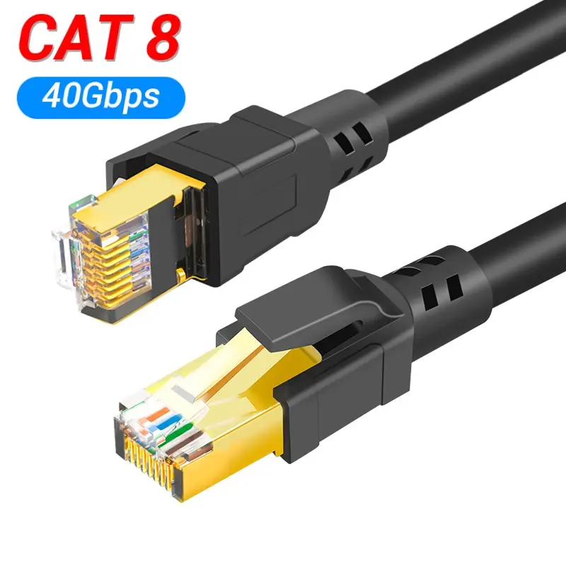 CAT8 Ethernet Kawat 40Gbps 2000MHz CAT 8 Jaringan Ethernet Lan Kawat untuk Laptop Router Komputer Jumper RJ45 Plug Cat8 Lan Kawat