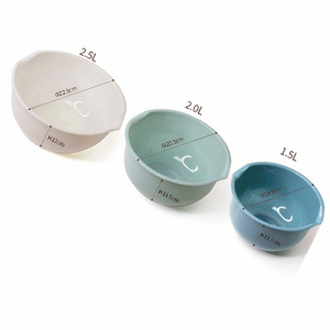 3 cái Hiện đại chất lượng cao bầu trời màu xanh nhựa phục vụ bát đặt 2.5/2/1.5L Công suất Stackable nhà bếp salad trộn Home Đảng carton - Product Image 2