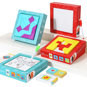 2024 Shape Cognition Space Thinking Logic Colorful Cubes <strong>Building</strong> <strong>Blocks</strong> Wooden <strong>Pattern</strong> Jigsaw Puzzle Creativity Tangram Toys - Product Image 1