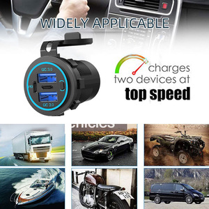 双PD 36W USB C车载充电器插座96W 4端口12V/24V USB插座，带快速充电3.0电源开关电动充电器 - Product Image 4