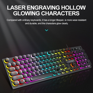 Listo para enviar para el teclado de computadora Retro Punk con cable de juego de oficina iluminado RGB de 104 teclas T80 de - Product Image 6