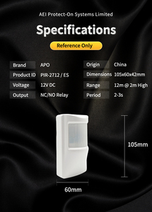 PIR-2712 12VDC Alarm Bewegungs sensor PIR Pyro Bewegungs melder Impuls zahl Alarmsystem