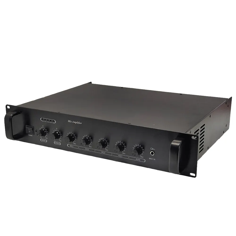 Melampaui Amplifier Mixer PA Zona Tunggal dengan Mikrofon dan Amplifier Daya Ekstrem AUX 70V 100V Profesional PA