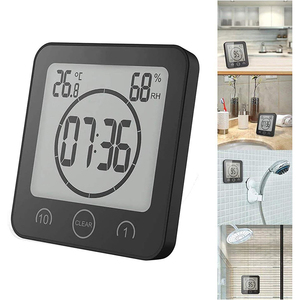 Bagno doccia digitale da cucina orologio da parete con allarme impermeabile per acqua Spray Touch Screen Timer di umidità della temperatura - Product Image 6