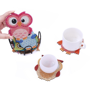 かわいいフクロウクリスマスマンダラコースターキット5D DIYダイヤモンド絵画アクリル熱家庭用ボックスパッキング