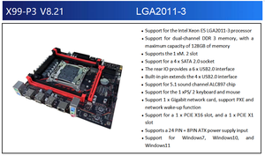 X99 Desktop Mother Board Gaming Mainboard <strong>Computer</strong> Motherboard Xeon E5 LGA2011-3 SATA 3.0 Pc H55chipset Dual Channel <strong>DDR3</strong> 64GB - Product Image 3