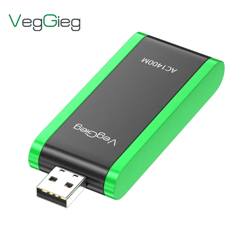 Veggieg nuevo producto USB Wifi adaptador inalámbrico USB 1400Mbps con antena Doble tarjeta de red inalámbrica Lan Tarjeta Bienvenida OEM/ODM