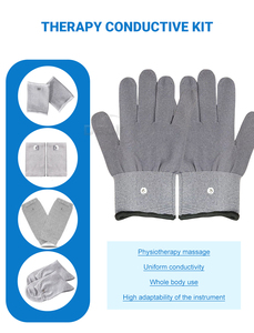 Silber faser Physiotherapie Leitfähiger Doppel massage handschuh für elektronisches Puls massage gerät <span class=keywords><strong>TENS</strong></span> EMS Physiotherapie gerät - Product Image 3