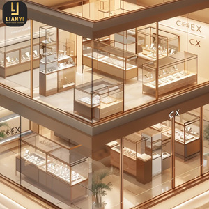 Juwelier geschäft Pop-up-Display Benutzer definierte Glas Holz Sockel Schrank abschließbare Vitrine Schmuck Vitrine Display mit LED-Licht - Product Image 4