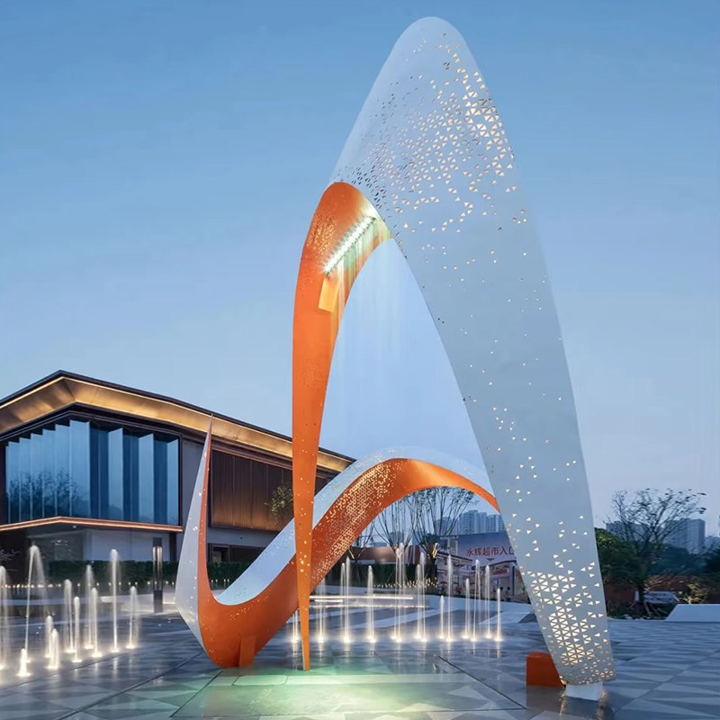Sculpture d'art remarquable en acier inoxydable