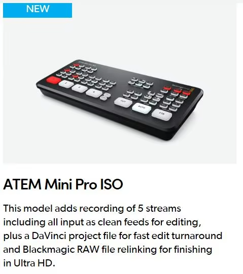 ATEM Mini Pro ISO con 2 cables DHMI libres