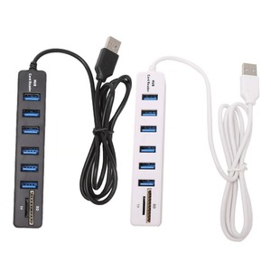 6USB Hub <strong>Combo</strong> Splitter 6 Ports USB 2.0 High Speed Mini 2 in 1 SD TF Card <strong>Reader</strong> for Laptop Computer