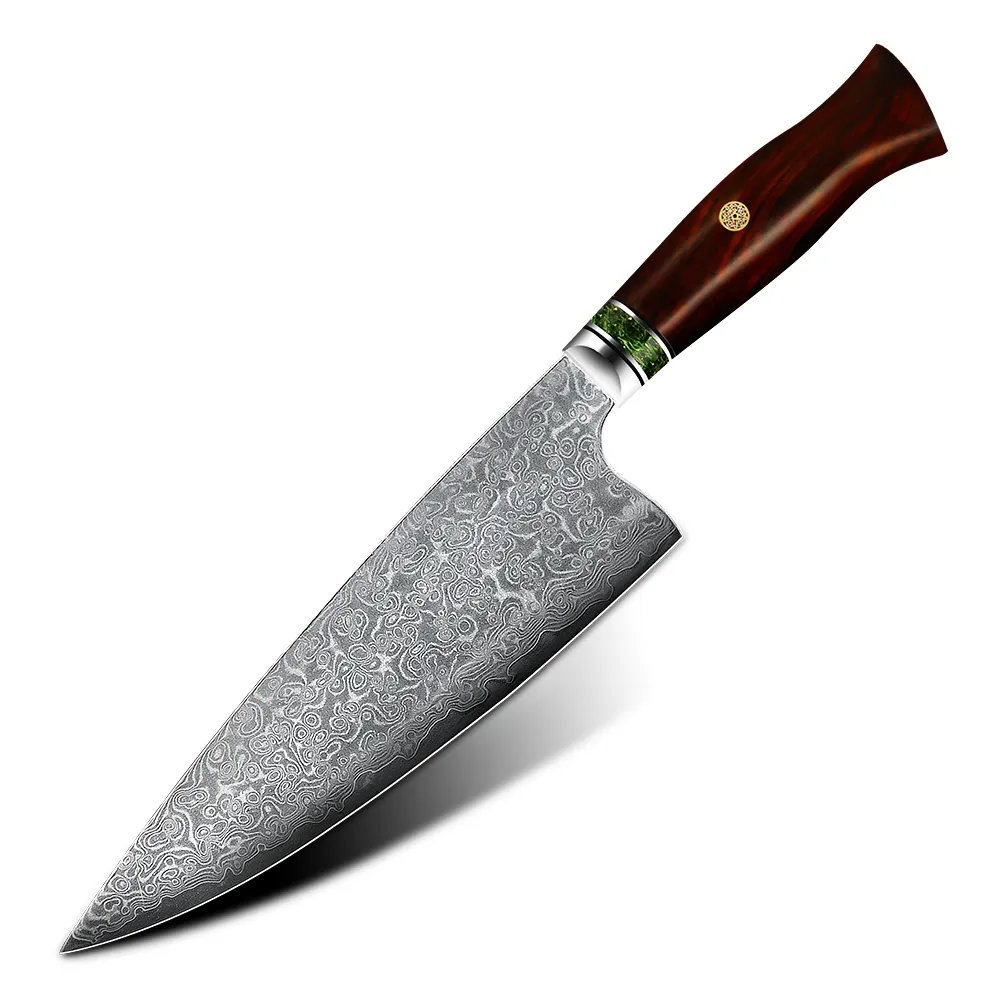 2021 Offres Spéciales damas VG-10 ensemble de couteau de Cuisine EN ACIER avec sandale Bois Naturel Poignée couteau de chef