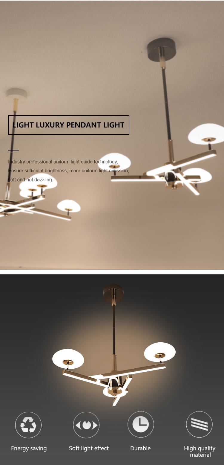 Nordic Style Acrylic Decoration Living Room Dining Room Modern Luxury Gold Led Chandelier Light