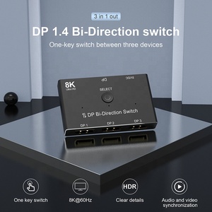 Displayport-Adaptador de interruptor bidireccional, 3 puertos, 8K, 60Hz, 4K, 144Hz, 3x1, DP Switch, convertidor de salida 3 en 1 - Product Image 2