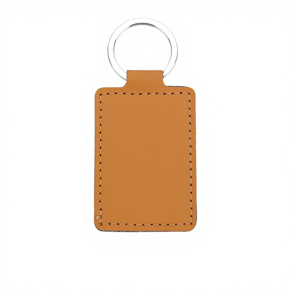 Rectangular pu leather keychain-yellow
