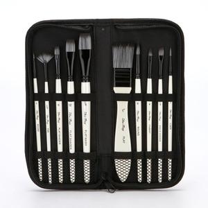 Boya fırçası seti domuz kılları boyama fırçaları ile bir taşıma çantası için mükemmel yağ, suluboya ve guaj boyama - Product Image 1