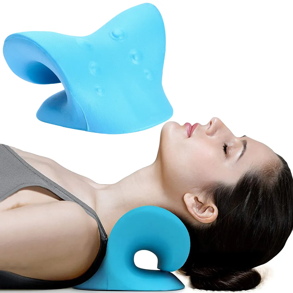 Vendita calda C-curva barella del collo di terapia fisica cuscino per massaggio cervicale dispositivo di trazione per il collo per alleviare il dolore del collo