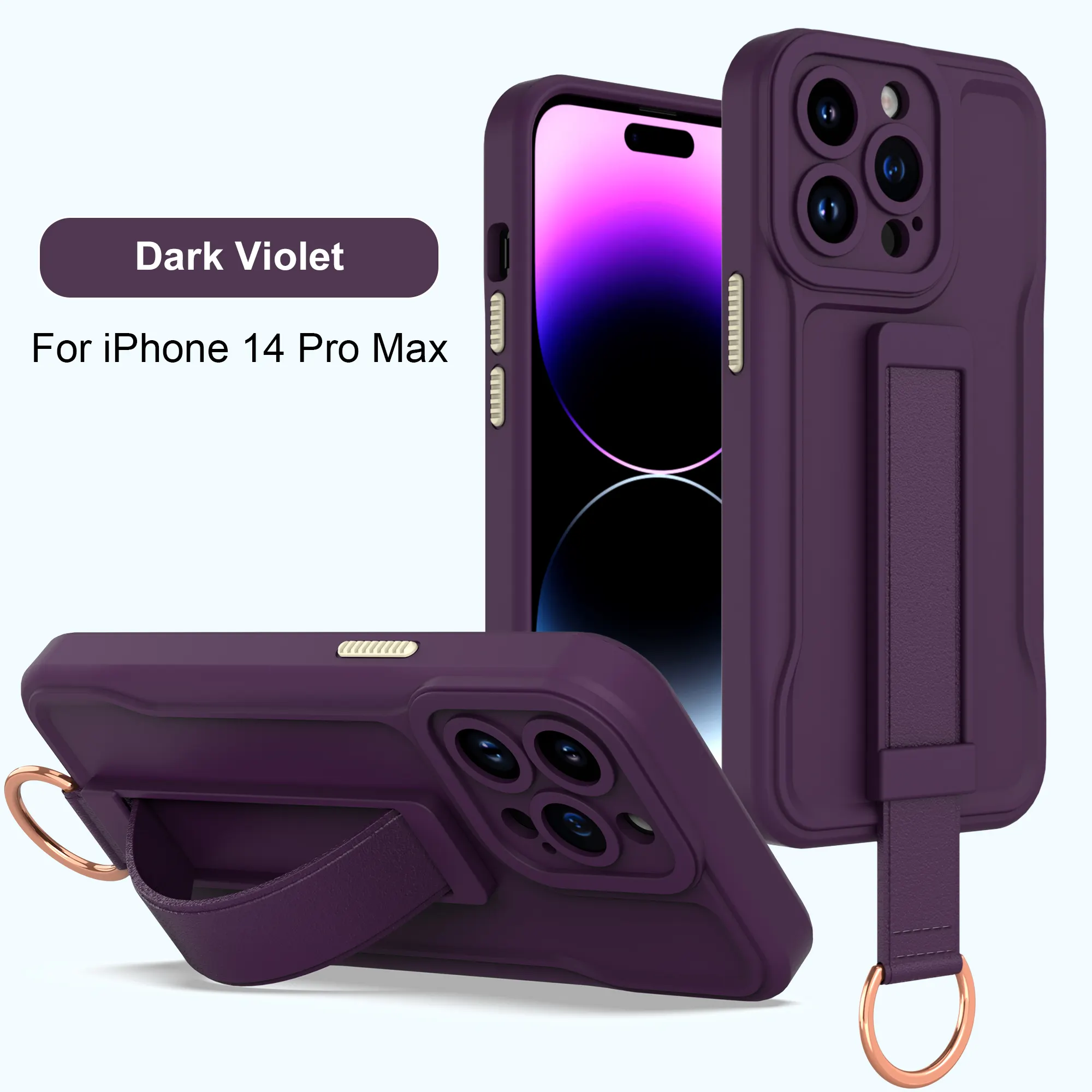新しいデザインのリストストラップケース複数の色落下防止バックカバーiPhone 14 14 Pro max15pro用のカスタムカラー電話ケース