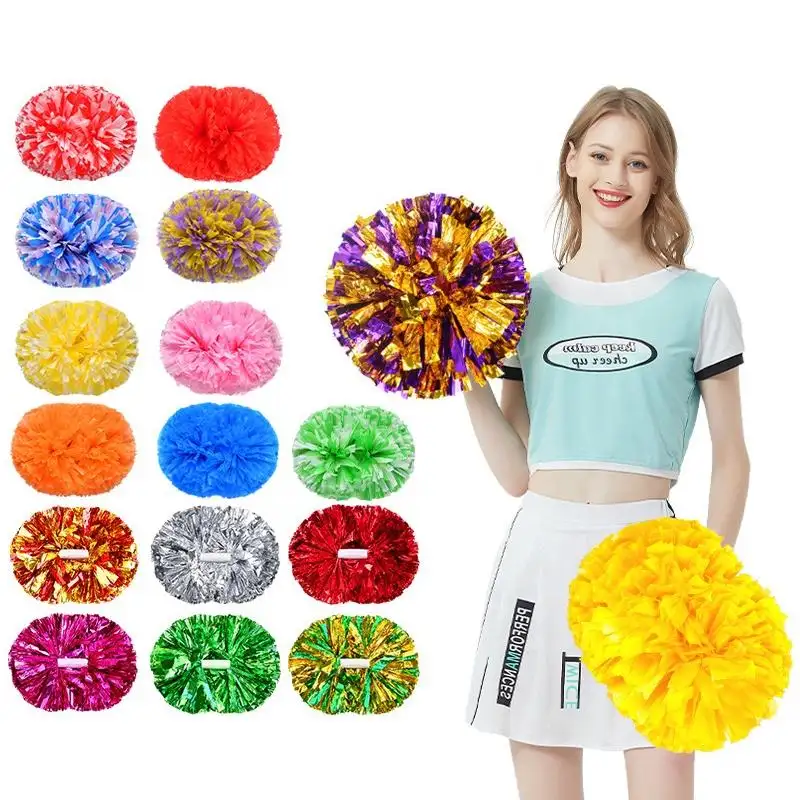 Cheerleading Pom Poms mit Schlagstock griff für Team Spirit Sports Dance Cheer ing Kids Adults