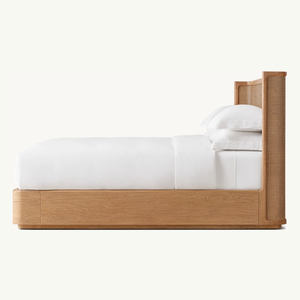 2024 Лидер продаж, мебель для спальни из ротанга, деревянная кровать размера «King-Size» с прикроватной тумбочкой - Product Image 4