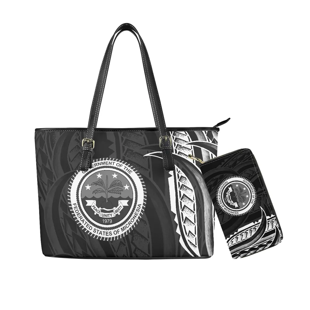 Micronesia Image portafogli e borse da donna due pezzi la migliore vendita Pacific Island Art borsa Tote bag di lusso per le donne