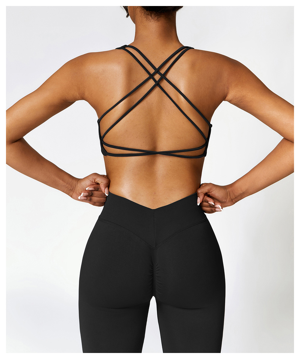 cross back bra black
