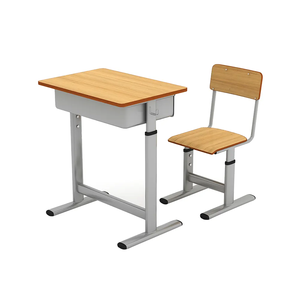 High Quality School Furniture Used Wooden Desk Chair Classroom Single School Set Desk And Chair