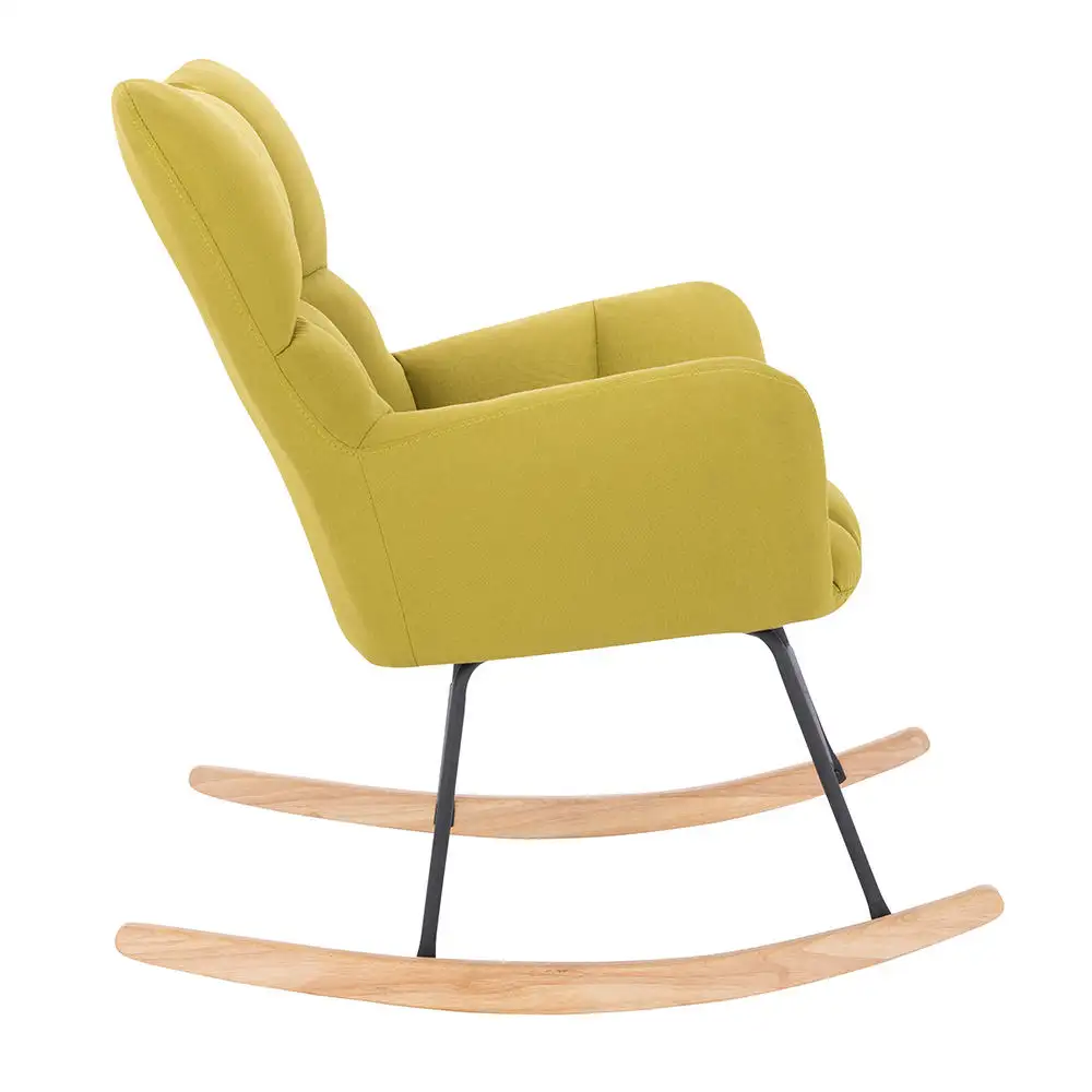 Hot Sale Nordic Furniture Green Sessel Kunden spezifischer Stoff Freizeit Entspannende Schaukel akzent Stühle