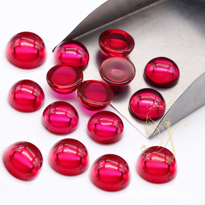 ピジョンレッドルビービーズフラットバック合成宝石カボションラウンド形状5 # Ruby Corundum - Product Image 6
