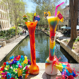 Vasos Creativos De Plastico混合饮料雪泥场杯冷冻代基里全场杯，带吸管和盖子