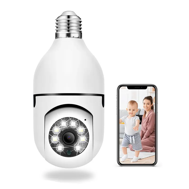 Full Color Night Vision 1080P CCTV Camera Two Way Talk Auto Tracking Security Cam PTZ WiFi Light bulb Camera with E27 Socket