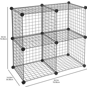 Black 14&quot; X 14&quot; <strong>Stackable</strong> <strong>Cubes</strong> Grid Shelf 4-<strong>Cube</strong> Wire Grid Storage Shelves