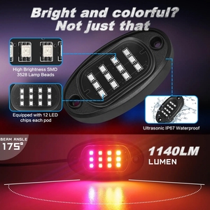 Sistemi di illuminazione automatica impermeabili LED luci Rock Multi colore a caccia di luci al Neon Kit lampade RGB Rock App/telecomando - Product Image 2