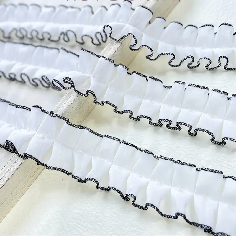 white chiffon black side symmetrical jersey pleated diy neckline dress skirt cotton lace lace accessories
