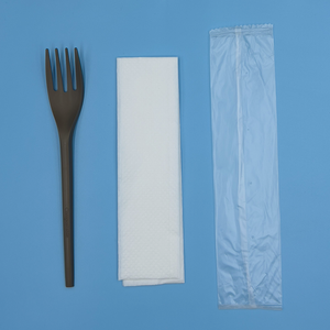 包装质量白色瓶子和塑料套装定制蓝色杯子重型木质餐具叉勺一次性机器制造商 - Product Image 1