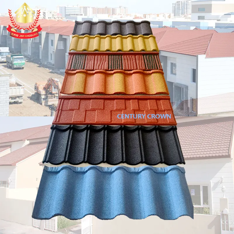 Tôle de couverture ondulée de couleur tuiles métalliques revêtues de pierre panneau de toiture en acier galvanisé matériaux de construction