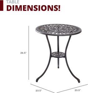 Compact Bistro Set for Two One Dining Table <strong>Plus</strong> Two <strong>Patio</strong> Chairs Outdoor <strong>Patio</strong> Table and Chair Set - Product Image 2