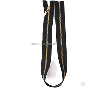 闪亮的金色5 # 齿拉链，配有夹克的花式自动锁定滑块开口设计 - Product Image 1