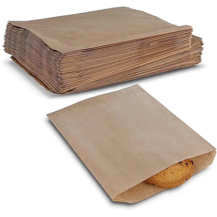 Cetak Kustom Ramah Lingkungan Menjaga Makanan Tahan Lemak Segar Tas Kertas Roti Kraft untuk Kue Roti Permen