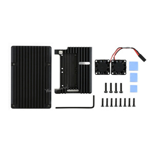 Waveshare Aluminium Alloy <strong>Case</strong> for <strong>Raspberry</strong> <strong>Pi</strong> 4 <strong>Model</strong> B Black Armour with Dual Cooling Fans - Product Image 6