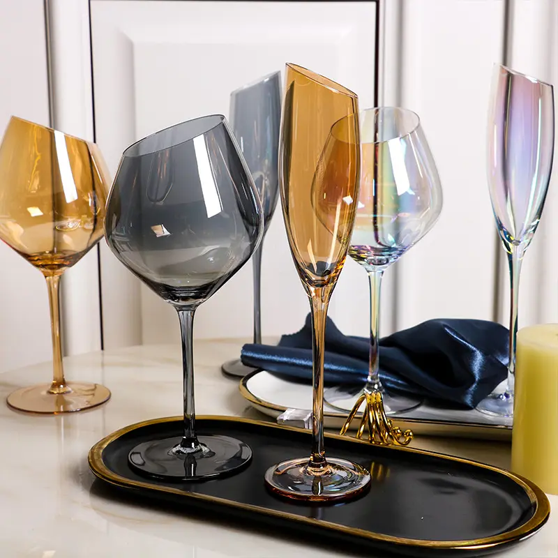 Serie de utensilios de vino de corte inclinado copa de vino para el hogar copa de champán restaurante copas de cristal creativas