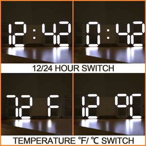 Home Decoration Fernbedienung 2 Alarme Temperatur Digital LED Wanduhr 3D mit Timer. - Product Image 2