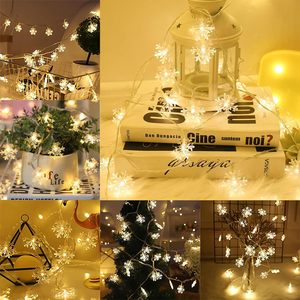 Guirnalda de luces LED de copo de nieve, guirnalda de hadas, decoraciones para árbol de Navidad, enchufe de batería USB, luces decorativas - Product Image 3