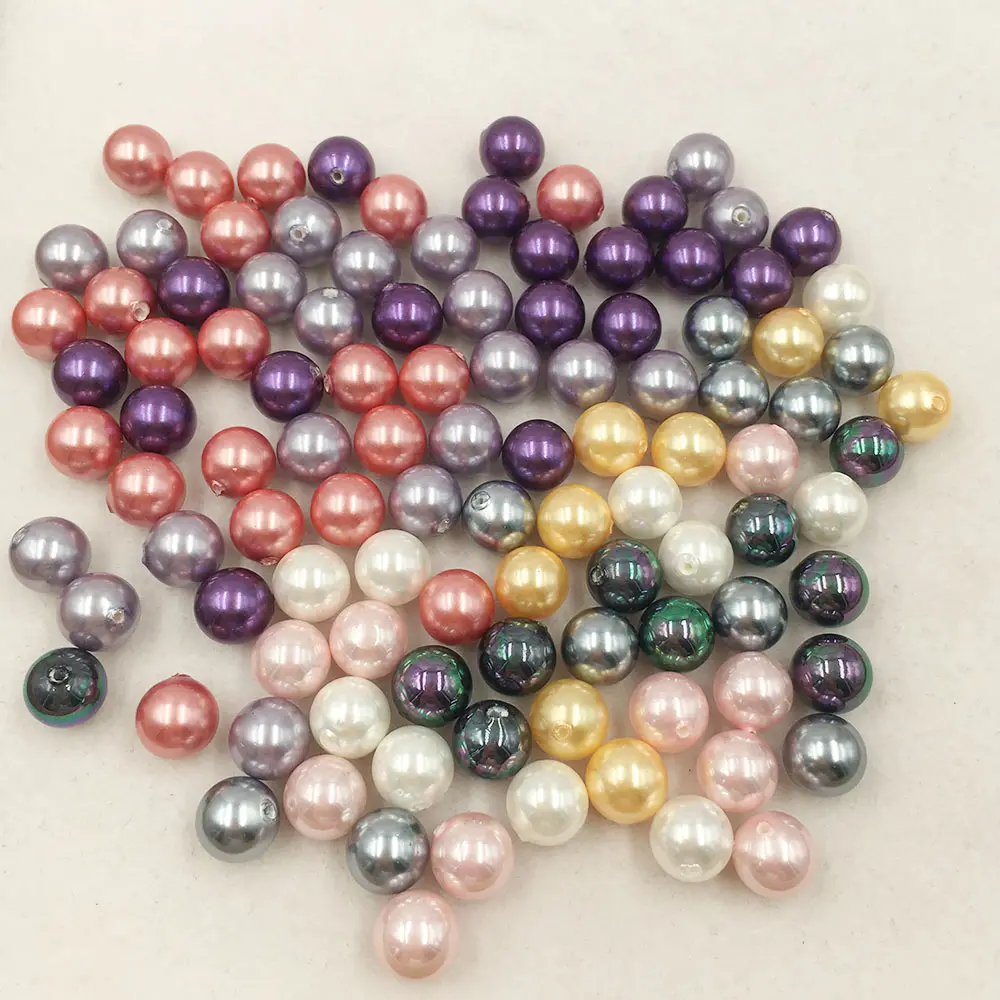 10 mm madreperla, perla conchiglia, forma rotonda perfetta, mezzo foro forato