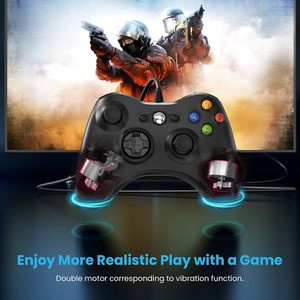 จอยสติ๊กเกมจอยสติ๊กแบบมีสายระบบสั่นคู่สำหรับ Microsoft Xbox 360 Xbox360 x 360 X360พีซีแบบบางชนะ7 8 10 11 - Product Image 6