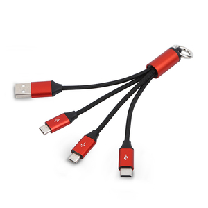 2025新产品创意定制徽标尼龙编织3合1钥匙扣Micro USB C型充电器电缆，用于手机数据充电 - Product Image 5
