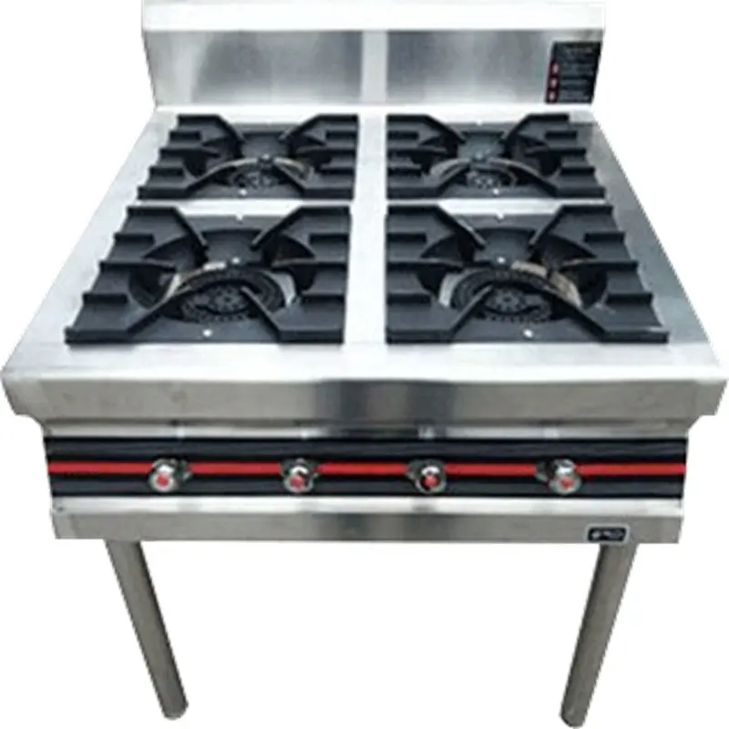 High efficiency of commercial stainless steel 4 burner gas stove for hotel kitchen