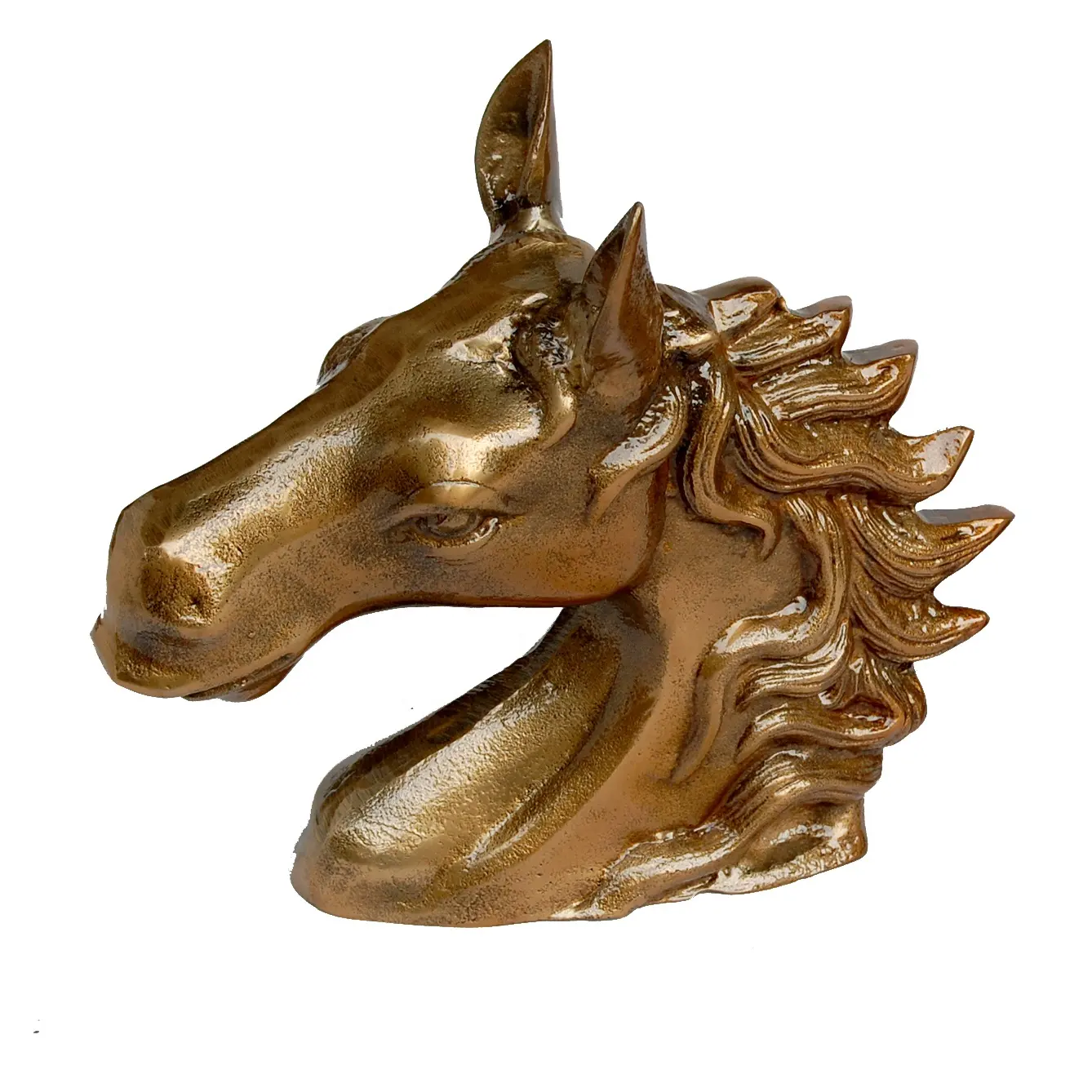 Estátua de cabeça de cavalo de alumínio, modelo de parede decorativo, antigo, polonês, escultura para decoração de casa